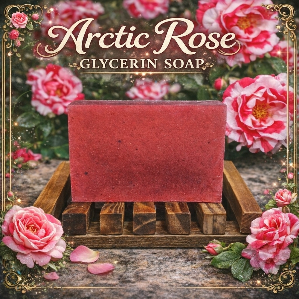 LAST ONE! " Arctic Rose" Peppermint Rose Glycerin Soap 4oz Bar Hand Crafted
